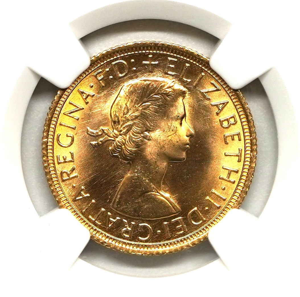 Sold】【1枚のみ】1968年 エリザベス2世 ソブリン金貨 MS66 NGC